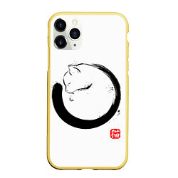 Чехол iPhone 11 Pro матовый Котик на тебе спит, цвет: 3D-желтый