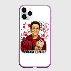 Чехол iPhone 11 Pro матовый ГРАБИТЕЛЬ БУМАЖНЫЙ ДОМ - LA CASA DE PAPEL, цвет: 3D-фиолетовый