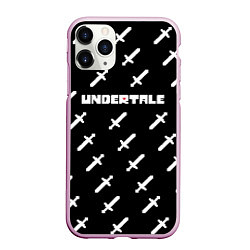 Чехол iPhone 11 Pro матовый UNDERTALE LOGO СРАЖЕНИЕ, МЕЧИ, цвет: 3D-розовый