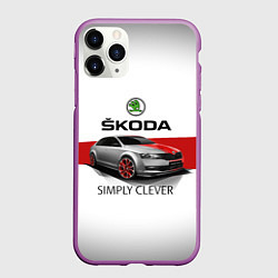 Чехол iPhone 11 Pro матовый Skoda Rapid Sport, цвет: 3D-фиолетовый