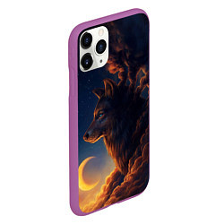 Чехол iPhone 11 Pro матовый Ночной Волк Night Wolf, цвет: 3D-фиолетовый — фото 2