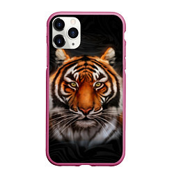 Чехол iPhone 11 Pro матовый Реалистичный тигр Realistic Tiger, цвет: 3D-малиновый