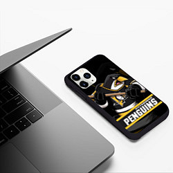 Чехол iPhone 11 Pro матовый Питтсбург Пингвинз, Pittsburgh Penguins, цвет: 3D-черный — фото 2
