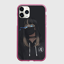 Чехол iPhone 11 Pro матовый Девочка в маске, цвет: 3D-малиновый