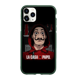 Чехол iPhone 11 Pro матовый БУМАЖНЫЙ ДОМ СЕРИАЛ LA CASA DE PAPEL, цвет: 3D-темно-зеленый