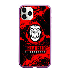 Чехол iPhone 11 Pro матовый БУМАЖНЫЙ ДОМ LA CASA DE PAPEL BELLA CIAO, цвет: 3D-фиолетовый