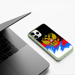 Чехол iPhone 11 Pro матовый ТРИКОЛОР РОССИЯ, БРЫЗГИ КРАСОК, цвет: 3D-салатовый — фото 2