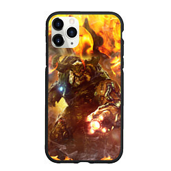 Чехол iPhone 11 Pro матовый CYBER DEMON IN FIRE DOOM BOSS, цвет: 3D-черный