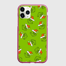 Чехол iPhone 11 Pro матовый Гринч Укротитель рождества, цвет: 3D-малиновый