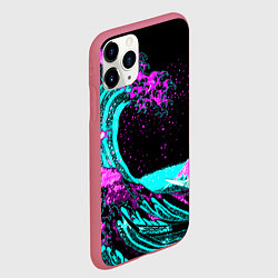 Чехол iPhone 11 Pro матовый НЕОНОВАЯ ЯПОНИЯ, ВОЛНА, ФУДЗИЯМА NEON JAPAN, цвет: 3D-малиновый — фото 2