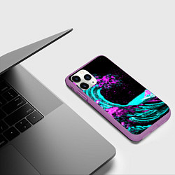 Чехол iPhone 11 Pro матовый НЕОНОВАЯ ЯПОНИЯ, ВОЛНА, ФУДЗИЯМА NEON JAPAN, цвет: 3D-фиолетовый — фото 2