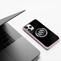 Чехол iPhone 11 Pro матовый Buick Black wave background, цвет: 3D-розовый — фото 2