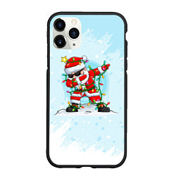 Чехол iPhone 11 Pro матовый Santa Dabbing в гирлянде, цвет: 3D-черный