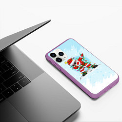 Чехол iPhone 11 Pro матовый Santa Dabbing в гирлянде, цвет: 3D-фиолетовый — фото 2