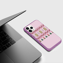 Чехол iPhone 11 Pro матовый Новогодний узор от John Art, цвет: 3D-фиолетовый — фото 2
