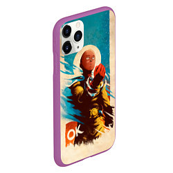 Чехол iPhone 11 Pro матовый One Punch-Man Эпичный Сайтама, цвет: 3D-фиолетовый — фото 2