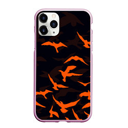 Чехол iPhone 11 Pro матовый Стая Воронов, цвет: 3D-розовый