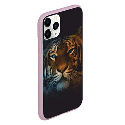 Чехол iPhone 11 Pro матовый Тигр с голубыми глазами, цвет: 3D-розовый — фото 2