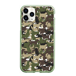 Чехол iPhone 11 Pro матовый Камуфляж из Собак Camouflage, цвет: 3D-салатовый