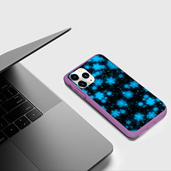 Чехол iPhone 11 Pro матовый НОВОГОДНИЕ НЕОНОВЫЕ СНЕЖИНКИ 2022 НОВЫЙ ГОД, цвет: 3D-фиолетовый — фото 2