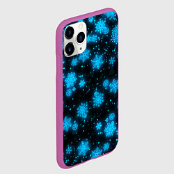 Чехол iPhone 11 Pro матовый НОВОГОДНИЕ НЕОНОВЫЕ СНЕЖИНКИ 2022 НОВЫЙ ГОД, цвет: 3D-фиолетовый — фото 2