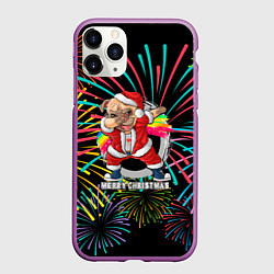 Чехол iPhone 11 Pro матовый Merry Christmas Mops Dabbing, цвет: 3D-фиолетовый