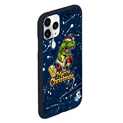 Чехол iPhone 11 Pro матовый Merry Christmas Пивозавр, цвет: 3D-черный — фото 2