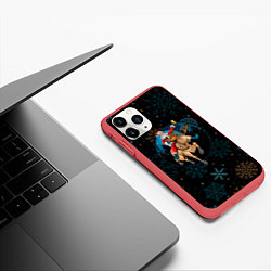 Чехол iPhone 11 Pro матовый Олень и Santa, цвет: 3D-красный — фото 2