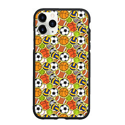 Чехол iPhone 11 Pro матовый Спортивные Мячи, цвет: 3D-черный