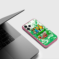 Чехол iPhone 11 Pro матовый Minecraft персонажи мобы, цвет: 3D-малиновый — фото 2