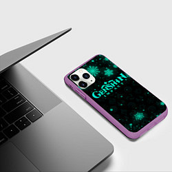 Чехол iPhone 11 Pro матовый НЕОНОВЫЙ НОВОГОДНИЙ ГЕНШИН ИМПАКТ, цвет: 3D-фиолетовый — фото 2