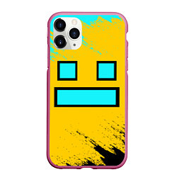 Чехол iPhone 11 Pro матовый GEOMETRY DASH SMILE БРЫЗГИ КРАСОК, цвет: 3D-малиновый