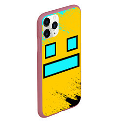 Чехол iPhone 11 Pro матовый GEOMETRY DASH SMILE БРЫЗГИ КРАСОК, цвет: 3D-малиновый — фото 2