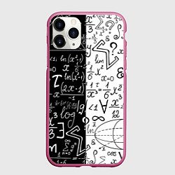 Чехол iPhone 11 Pro матовый ЧЁРНО БЕЛЫЕ ФОРМУЛЫ ФИЗИКА МАТЕМАТИКА, цвет: 3D-малиновый