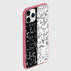 Чехол iPhone 11 Pro матовый ЧЁРНО БЕЛЫЕ ФОРМУЛЫ ФИЗИКА МАТЕМАТИКА, цвет: 3D-малиновый — фото 2