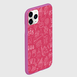 Чехол iPhone 11 Pro матовый Паттерн русских иконок, цвет: 3D-фиолетовый — фото 2