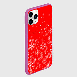 Чехол iPhone 11 Pro матовый Летящие снежинки, цвет: 3D-фиолетовый — фото 2