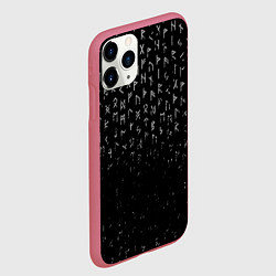 Чехол iPhone 11 Pro матовый МЕТАЛЛИЧЕСКИЕ РУНЫ, БРЫЗГИ КРАСОК, цвет: 3D-малиновый — фото 2