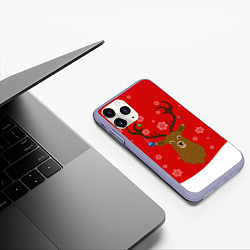 Чехол iPhone 11 Pro матовый Новогодний олень New Years Deer, цвет: 3D-светло-сиреневый — фото 2