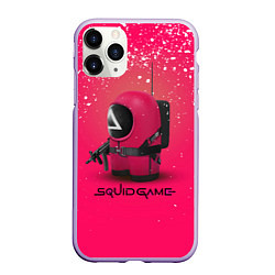 Чехол iPhone 11 Pro матовый Among Us x Squid Game, цвет: 3D-светло-сиреневый