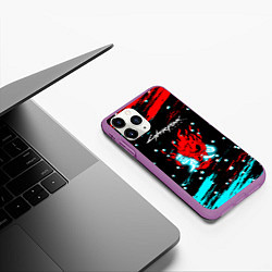 Чехол iPhone 11 Pro матовый Cyberpunk 2077 Белый снег, цвет: 3D-фиолетовый — фото 2