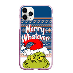 Чехол iPhone 11 Pro матовый MERRY WHATEVER GRINCH, цвет: 3D-розовый