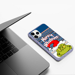 Чехол iPhone 11 Pro матовый MERRY WHATEVER GRINCH, цвет: 3D-светло-сиреневый — фото 2