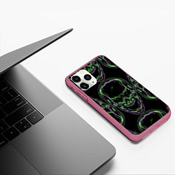 Чехол iPhone 11 Pro матовый Skulls vanguard pattern 2077, цвет: 3D-малиновый — фото 2