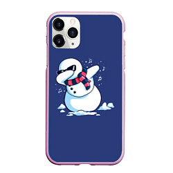 Чехол iPhone 11 Pro матовый Dab Snowman in a scarf, цвет: 3D-розовый