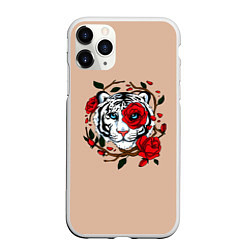 Чехол iPhone 11 Pro матовый White Tiger Symbol, цвет: 3D-белый