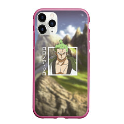 Чехол iPhone 11 Pro матовый Ван-Пис One Piece, Зоро Ророноа Zoro Roronoa, цвет: 3D-малиновый