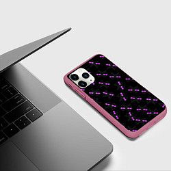 Чехол iPhone 11 Pro матовый ЛИЦО ЭНДЕРМЕНА, МАЙНКРАФТ, цвет: 3D-малиновый — фото 2