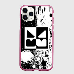 Чехол iPhone 11 Pro матовый GEOMETRY DASH BLACK & WHITE SMILE, цвет: 3D-малиновый