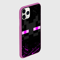 Чехол iPhone 11 Pro матовый MINECRAFT ЭНДЕРМЕН ЛИЦО, БРЫЗГИ КРАСОК, цвет: 3D-фиолетовый — фото 2